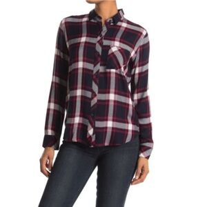 NWT Rails Hunter Eve Plaid Button Down Long Sleeve Shirt - Marine Cherry